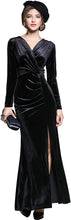 
                        
                          Load image into Gallery viewer, Ababalaya Long Sleeve Wrap Velvet Long Formal Dresses Cocktail Dress
                        
                      