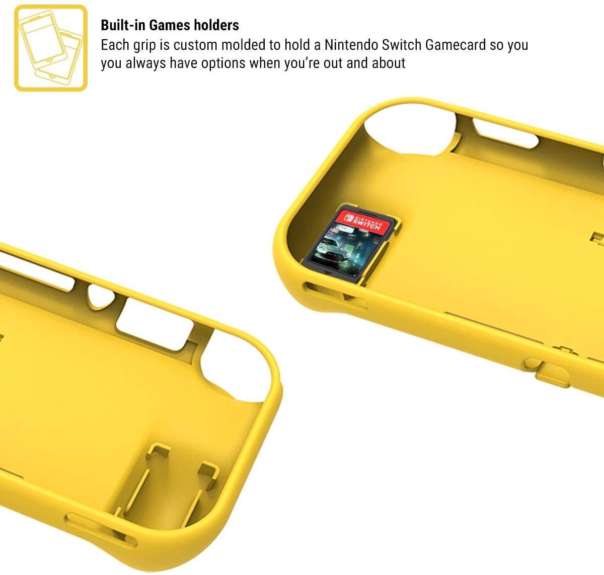 Orzly Grip Case for Nintendo Switch Lite – Case with Comfort Padded Hand Grips, Kickstand, Pack of Thumb Grips - Turquoise Blue - JOY2ESpree