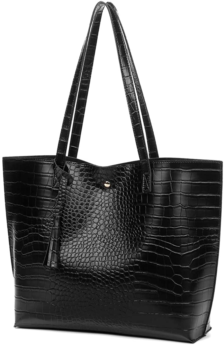 Women's Soft Faux Leather Tote Shoulder Bag from Dreubea, Big Capacity Tassel Handbag
