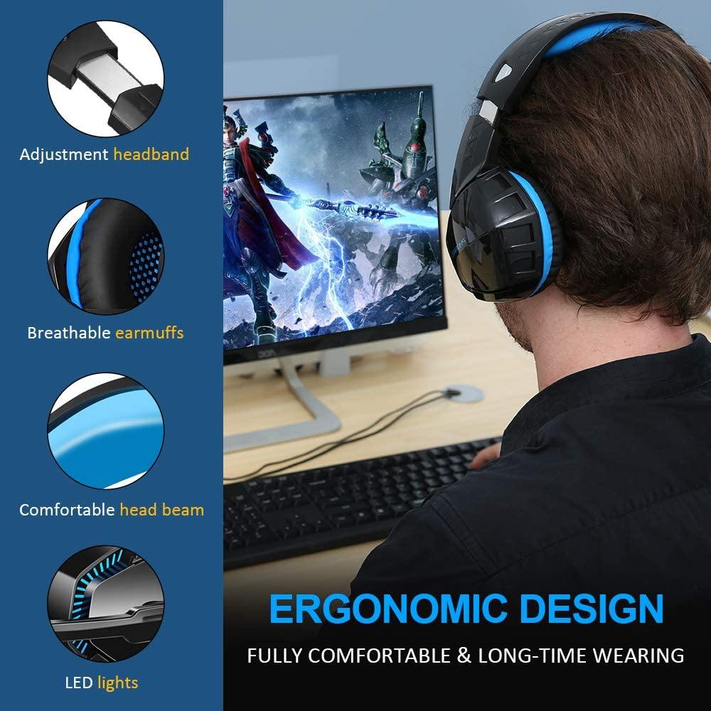 PS4 Gaming Headset with 7.1 Surround Sound, Xbox One Headset with Noise Canceling Mic & LED Light - JOY2ESpree