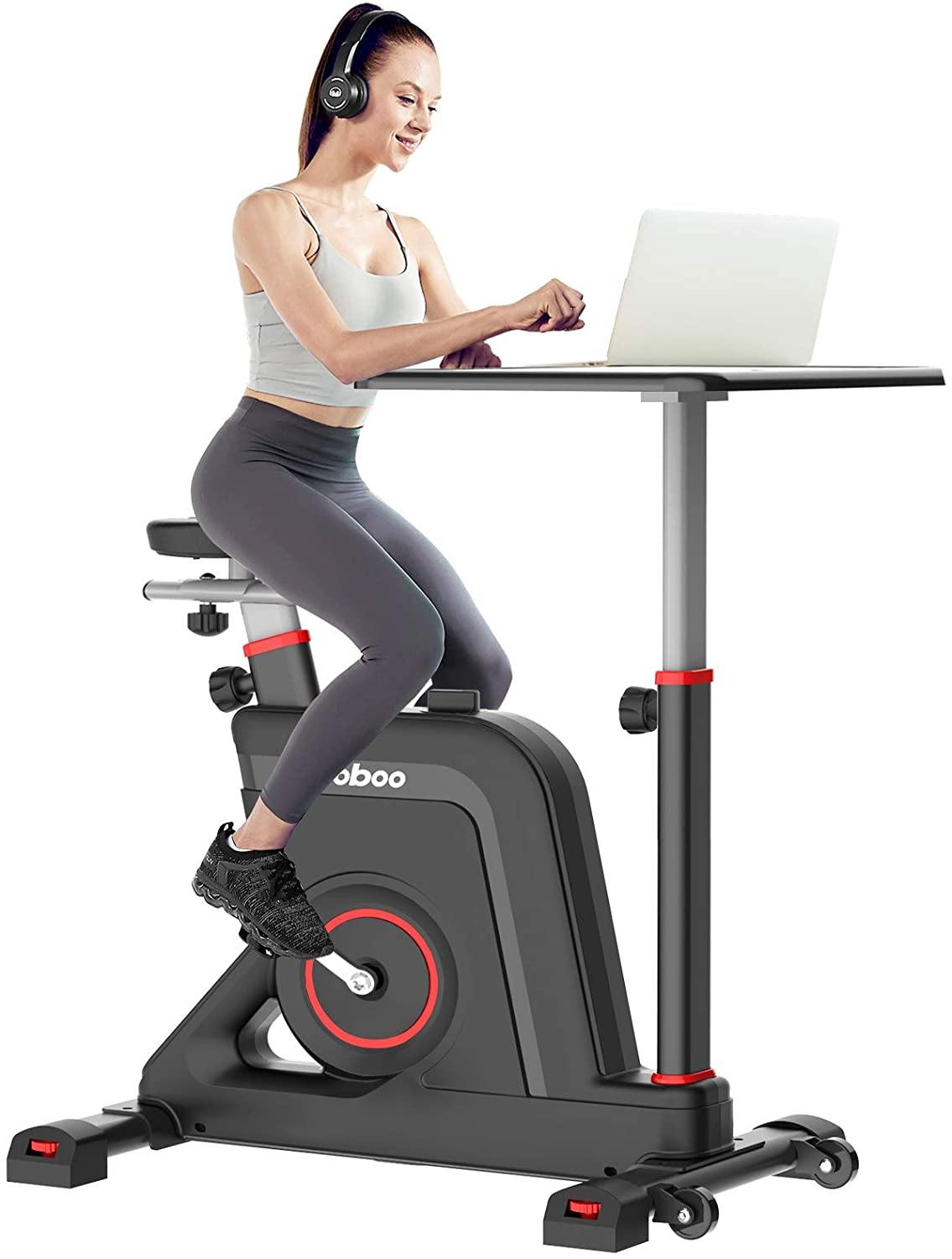 pooboo Desk Cycle Exercise Bike Indoor Cycling Bike Adjustable Magnetic Resistance Stationary Bike for Home Office - JOY2ESpree