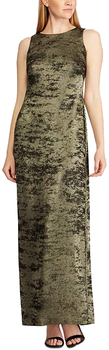 LAUREN RALPH LAUREN Womens Deming Metallic Maxi Evening Dress