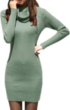 
                        
                          Load image into Gallery viewer, v28 Women Cowl Neck Knit Stretchable Elasticity Long Sleeve Slim Fit Sweater Dress
                        
                      