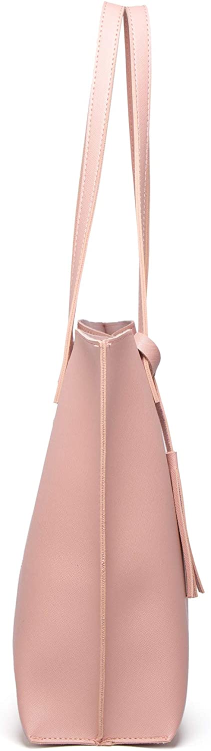 Women's Soft Faux Leather Tote Shoulder Bag from Dreubea, Big Capacity Tassel Handbag