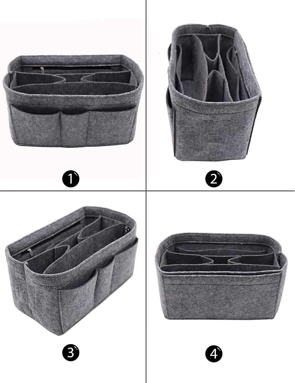 Felt Fabric Purse Tote Diaper Bag Organizer Insert Bag in Bag with Zipper Inner Pocket For Neverfull Speedy