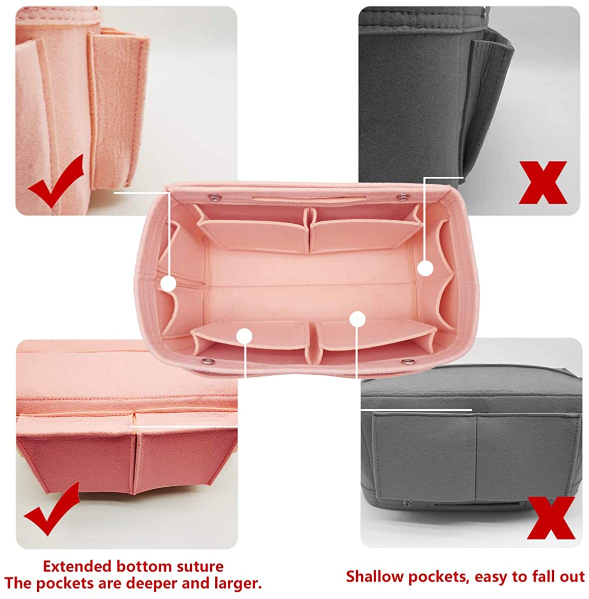 Felt Purse Organizer Insert Bag organizer Multi Pocket Bag in Bag Organizer Shaper