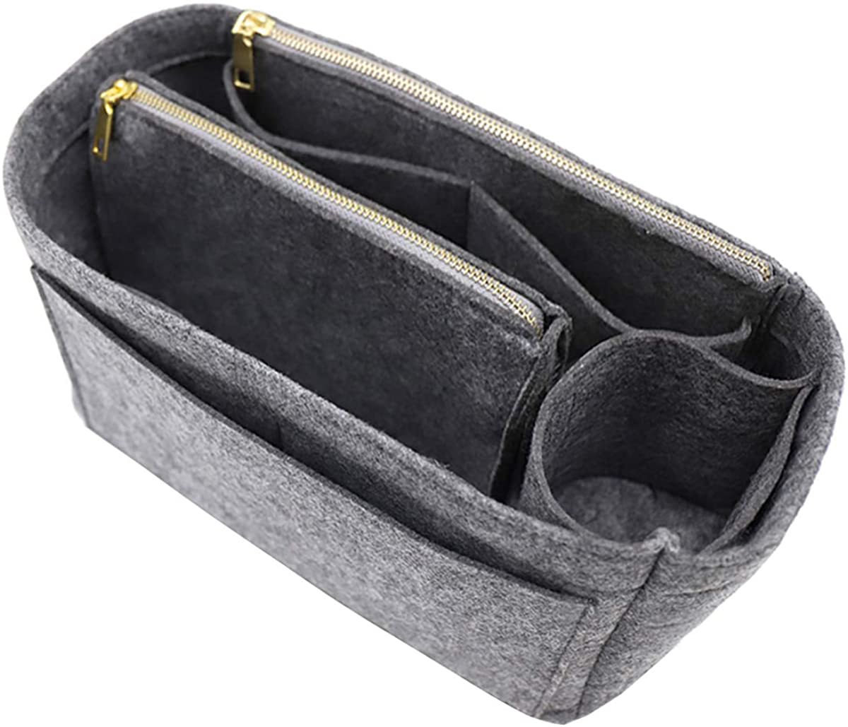 Felt Purse Bag Organizer Insert with zipper Bag Tote Shaper Fit Speedy Neverfull MM GM