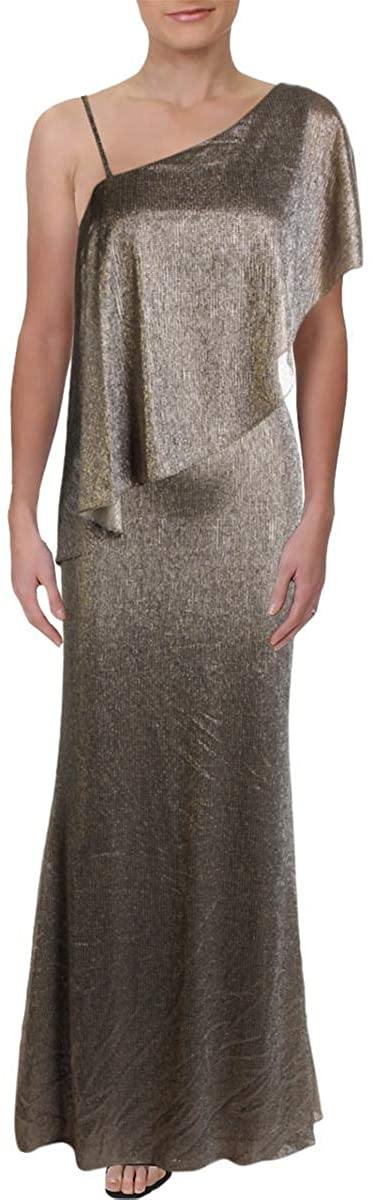 LAUREN RALPH LAUREN Radlee Women's Metallic One Shoulder Popover Gown - JOY2ESpree