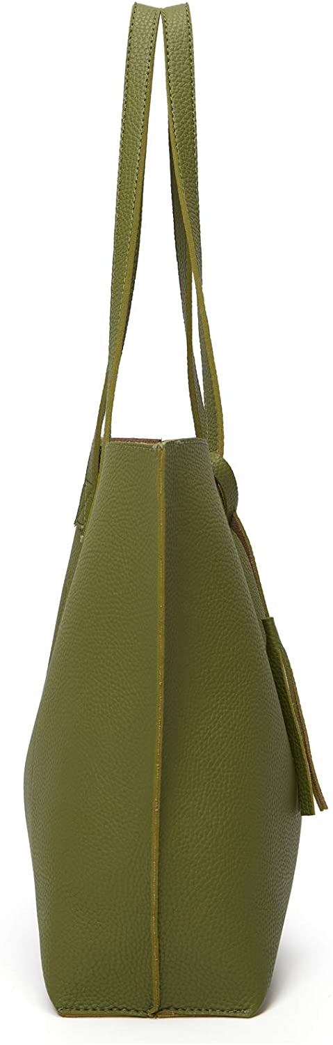 Women's Soft Faux Leather Tote Shoulder Bag from Dreubea, Big Capacity Tassel Handbag