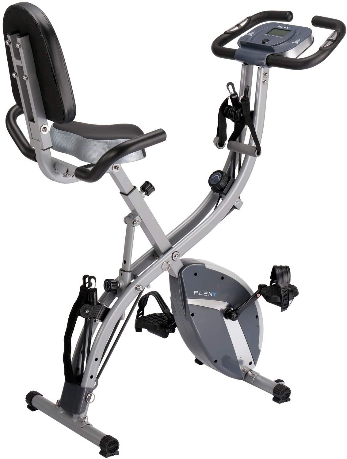 PLENY 3-in-1 Total Body Workout Exercise Bike w/Backlit Screen, High Backrest, Adjustable Resistance Bands for Arm & Leg, and 300 lbs Weight Support - JOY2ESpree