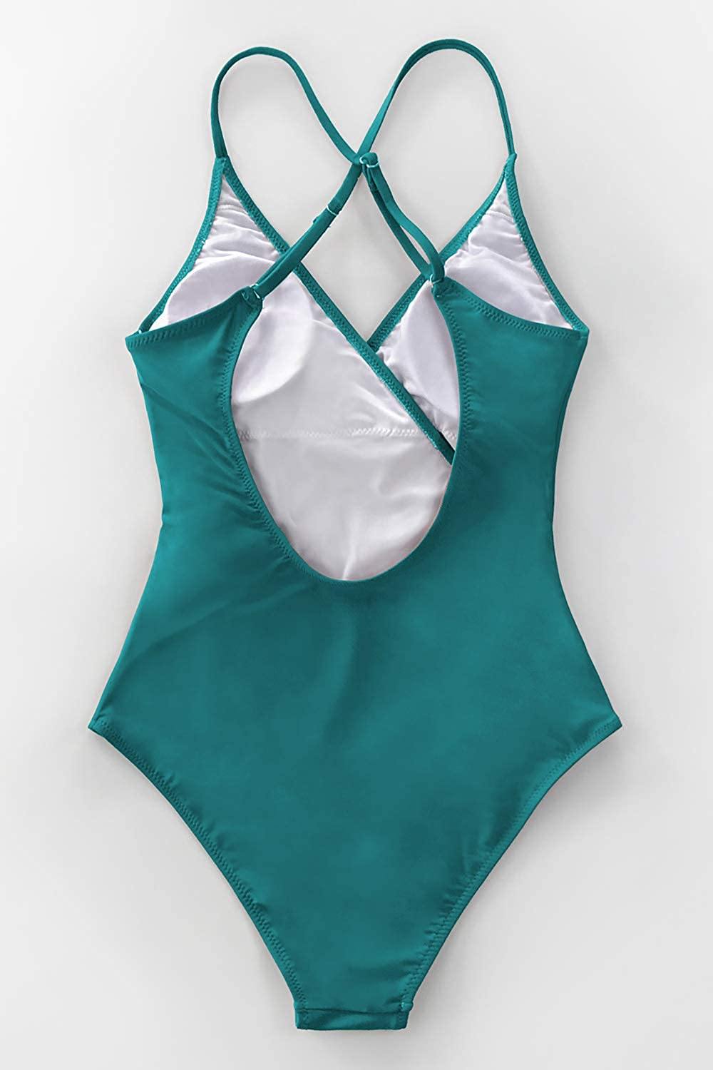 CUPSHE Women's One Piece Swimsuit Wrap Tie Side Cross Back Swimwear Bathing Suits - JOY2ESpree