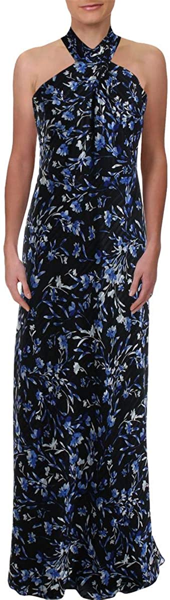 LAUREN RALPH LAUREN Womens Marylynn Metallic Floral Print Evening Dress