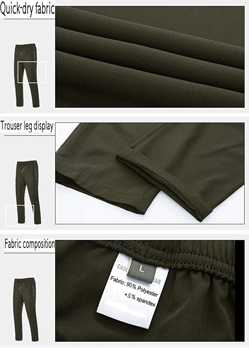 Rdruko Men's Jogger Casual Pants Lightweight Breathable Quick Dry Hiking Running Outdoor Sports Pants
