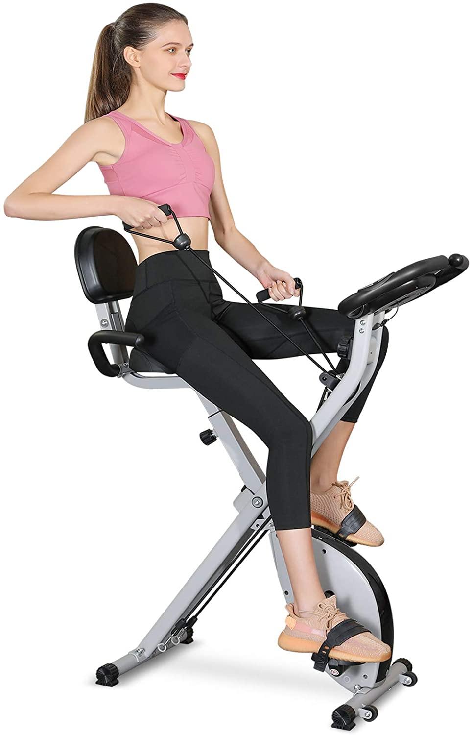 Exercise Bike Stationary Bike Foldable Magnetic Upright Recumbent Portable Fitness Cycle - JOY2ESpree