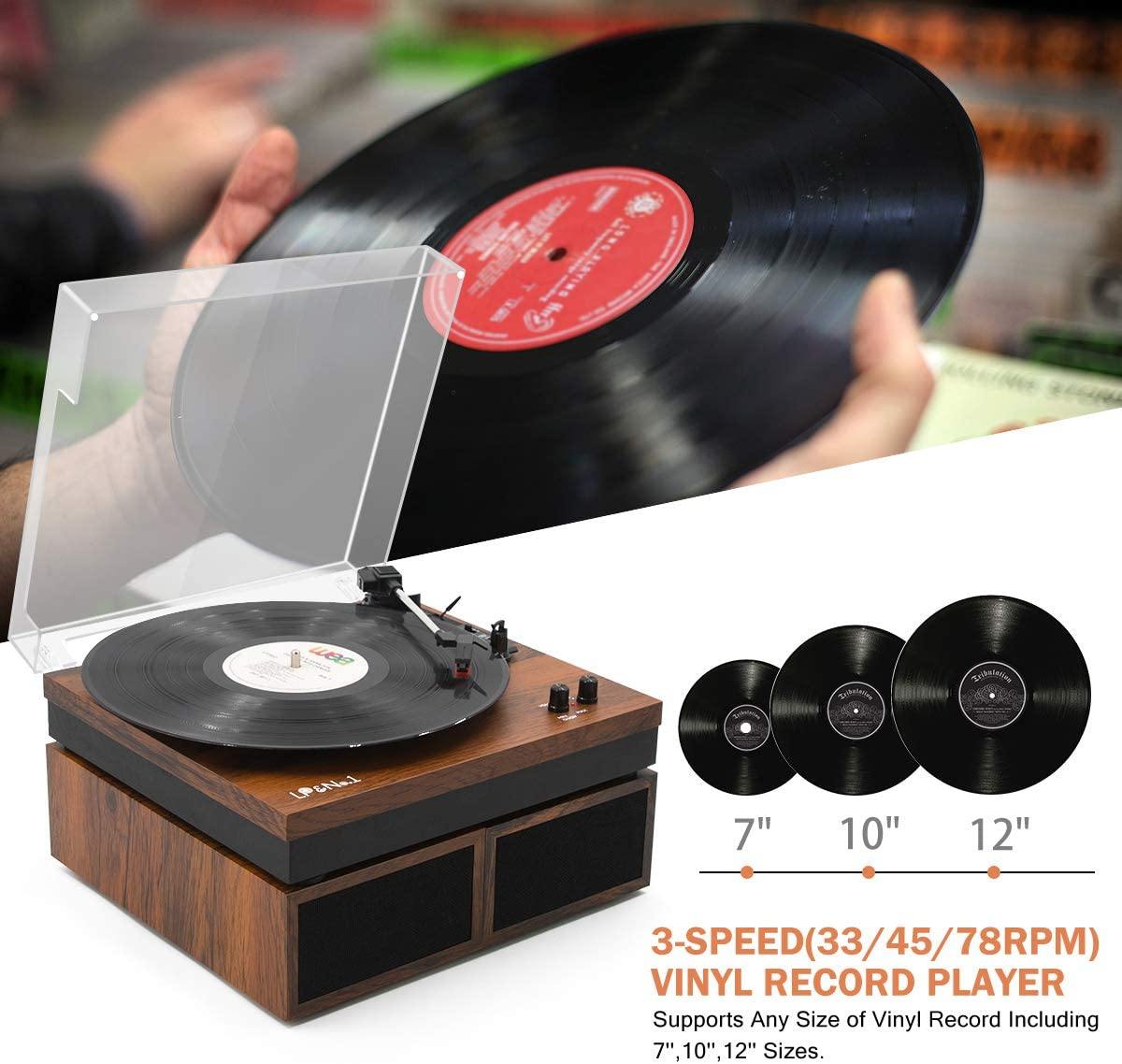 LP&No.1 Retro Bluetooth Record Player with Stereo External Speakers - JOY2ESpree