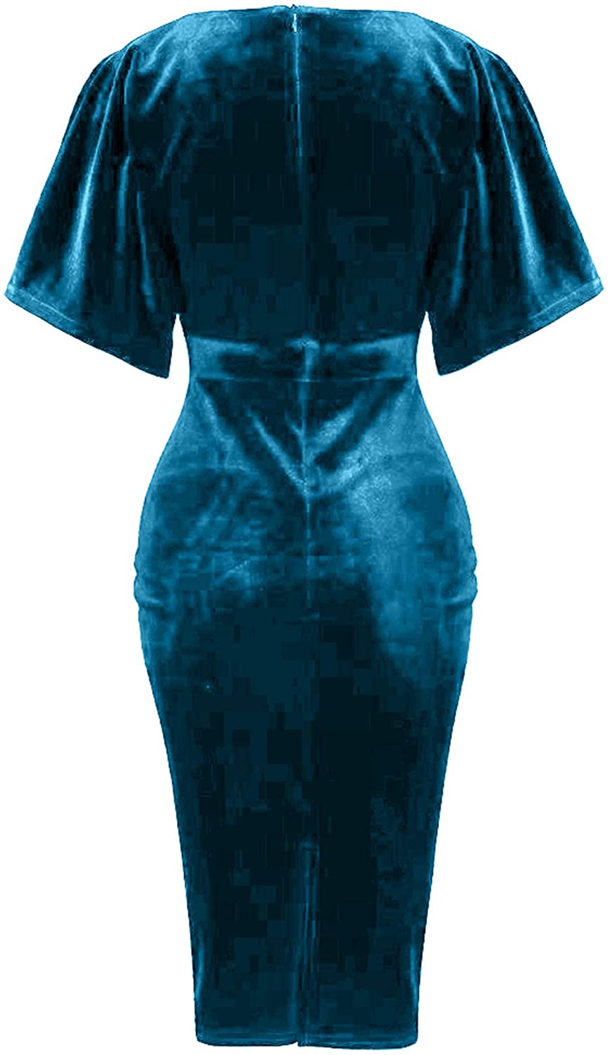 GownTown 1950s Style Butterfly Sleeve Velvet Pencil Dress