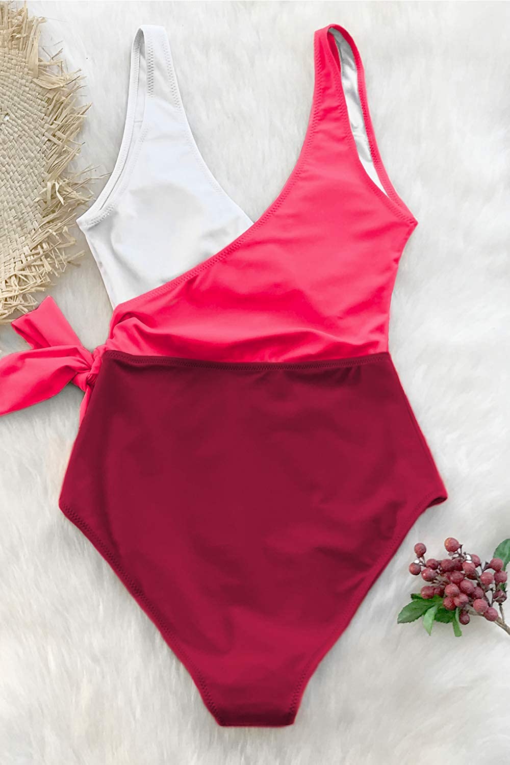 CUPSHE Women's One Piece Swimsuit Knotted Color Block Bathing Suit