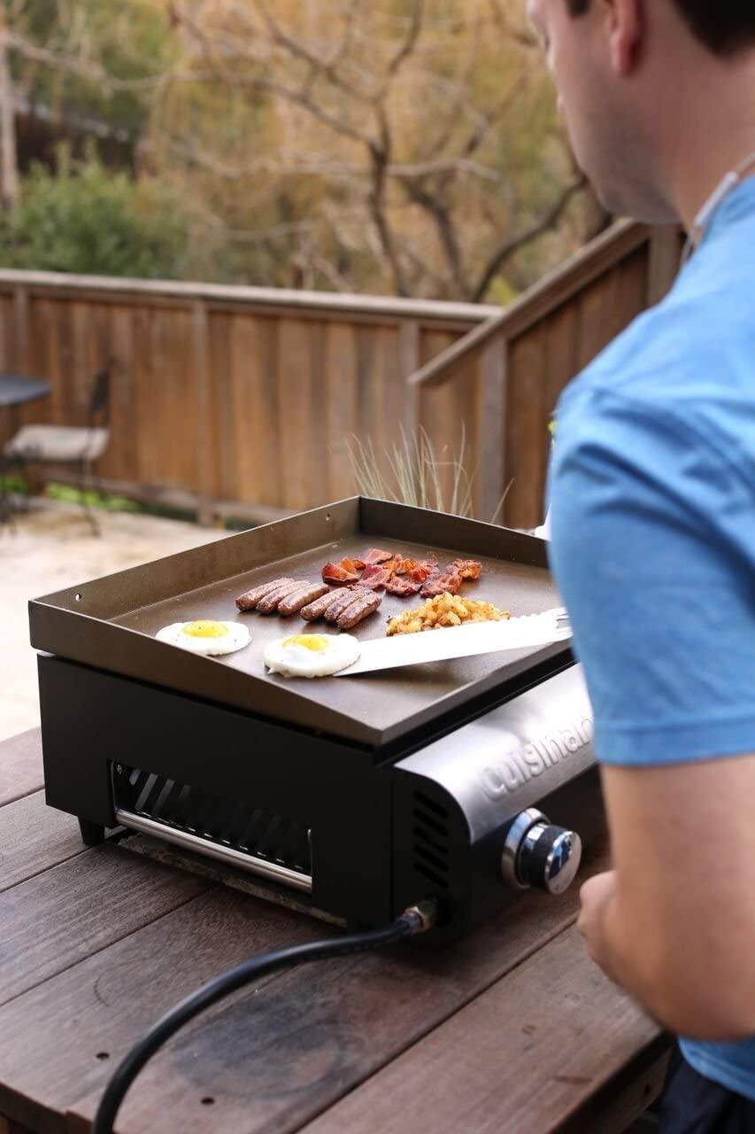 Cuisinart CGG-888 Grill Stainless Steel Lid 22-Inch Round Outdoor Flat Top Gas, 360° Griddle Cooking Center - JOY2ESpree