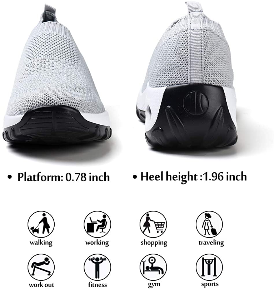 STQ Slip On Breathe Mesh Walking Shoes Women Fashion Sneakers Comfort Wedge Platform Loafers
