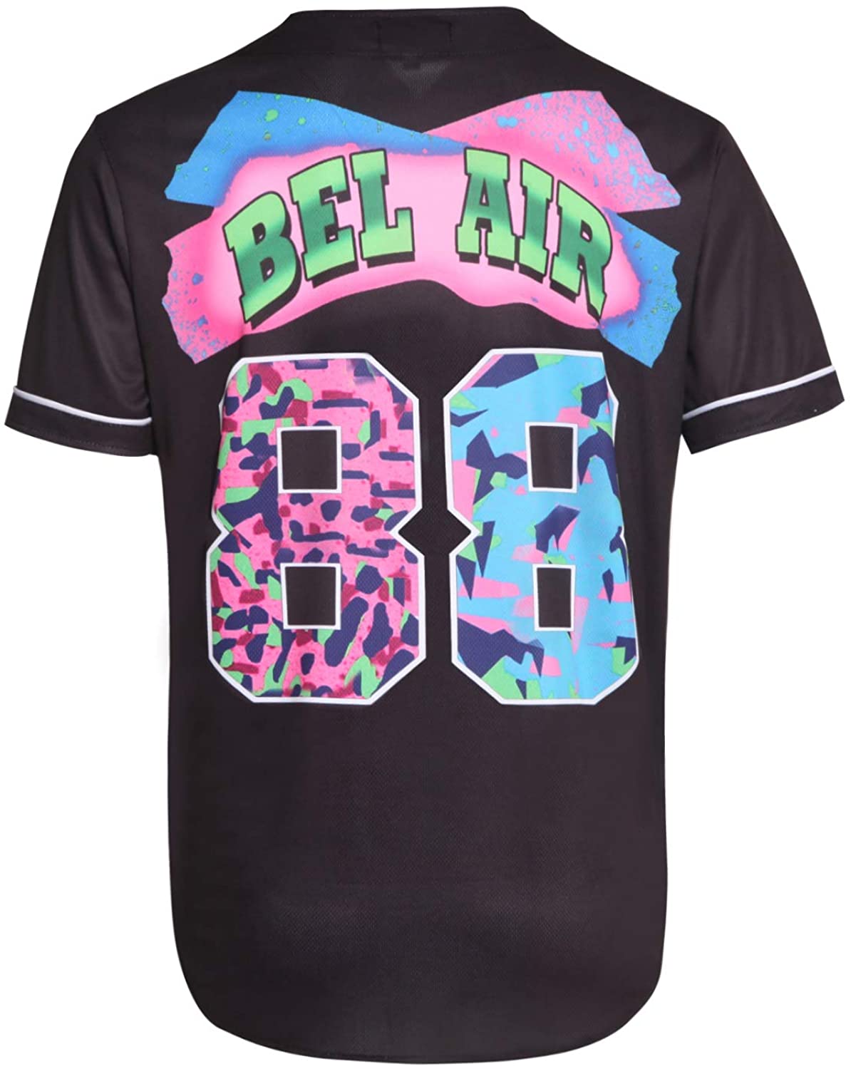 MOLPE 90s Hip Hop Clothing for Men and Women, Unisex Bel Air 23 Baseball Jersey, Mens Printed Urban Shirts for Party