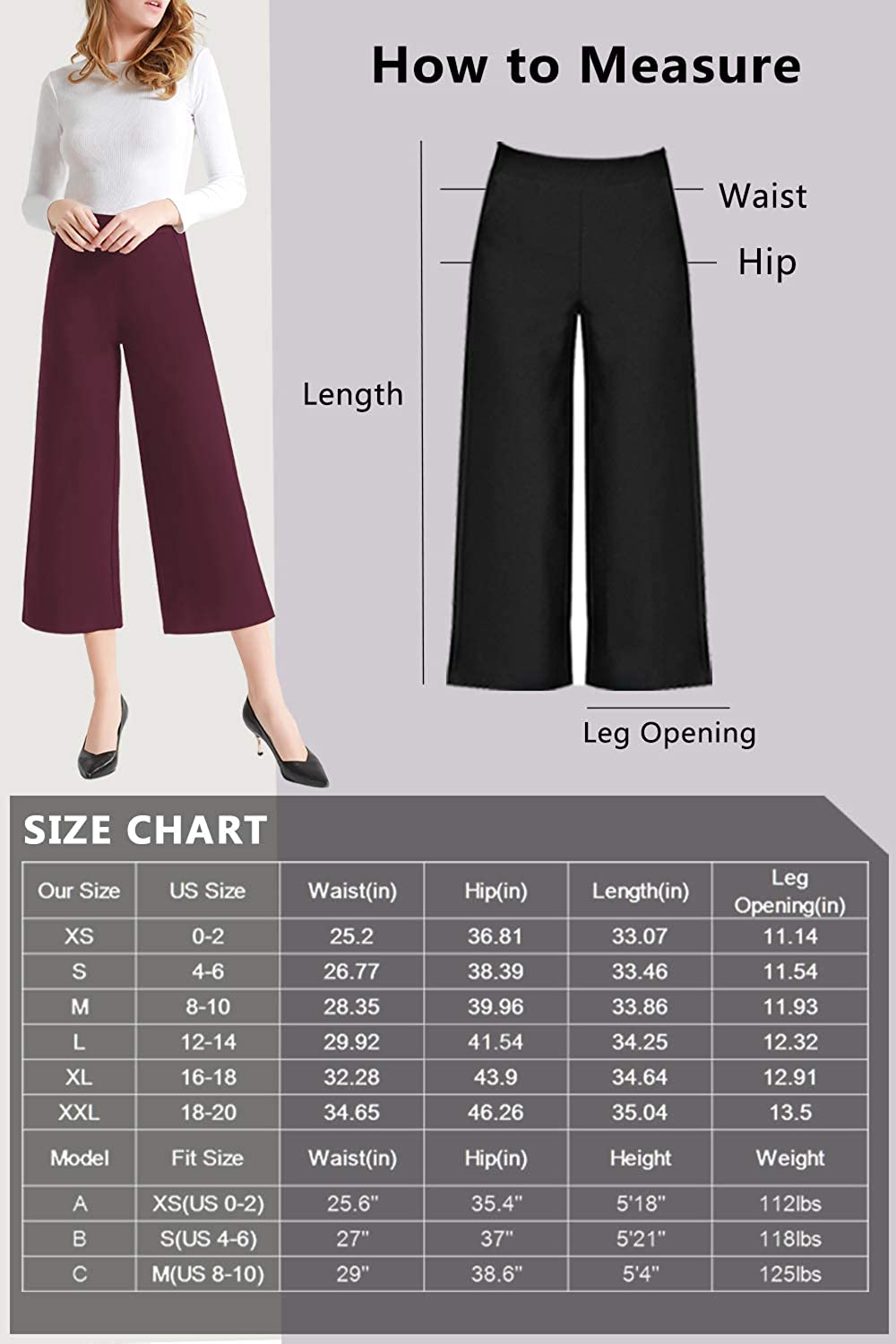 Tsful High Waisted Wide Leg Pants for Women Summer Business Casual Crop Dress Pants Stretch Pull On Capris