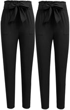 
                        
                          Load image into Gallery viewer, Freeprance Women's Pants Casual Trouser Paper Bag Pants Elastic Waist Slim Pockets
                        
                      