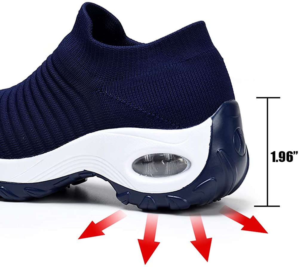 STQ Slip On Breathe Mesh Walking Shoes Women Fashion Sneakers Comfort Wedge Platform Loafers