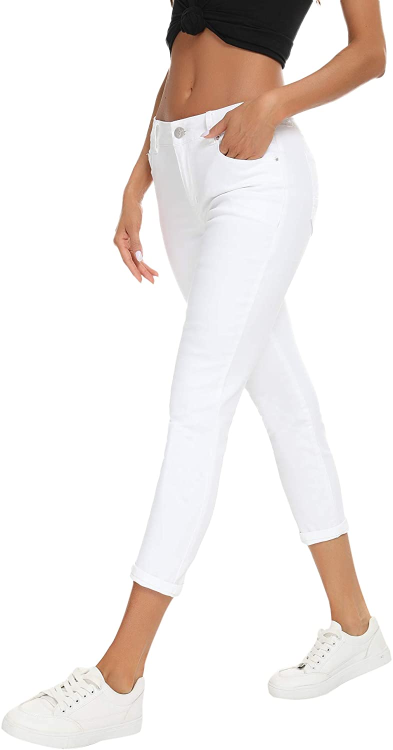 Resfeber Women's Ripped Boyfriend Jeans Cute Distressed Jeans Stretch Skinny Jeans with Hole