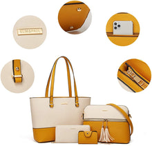 
                        
                          Load image into Gallery viewer, Women Fashion Handbags Wallet Tote Bag Shoulder Bag Top Handle Satchel Purse Set 4pcs
                        
                      