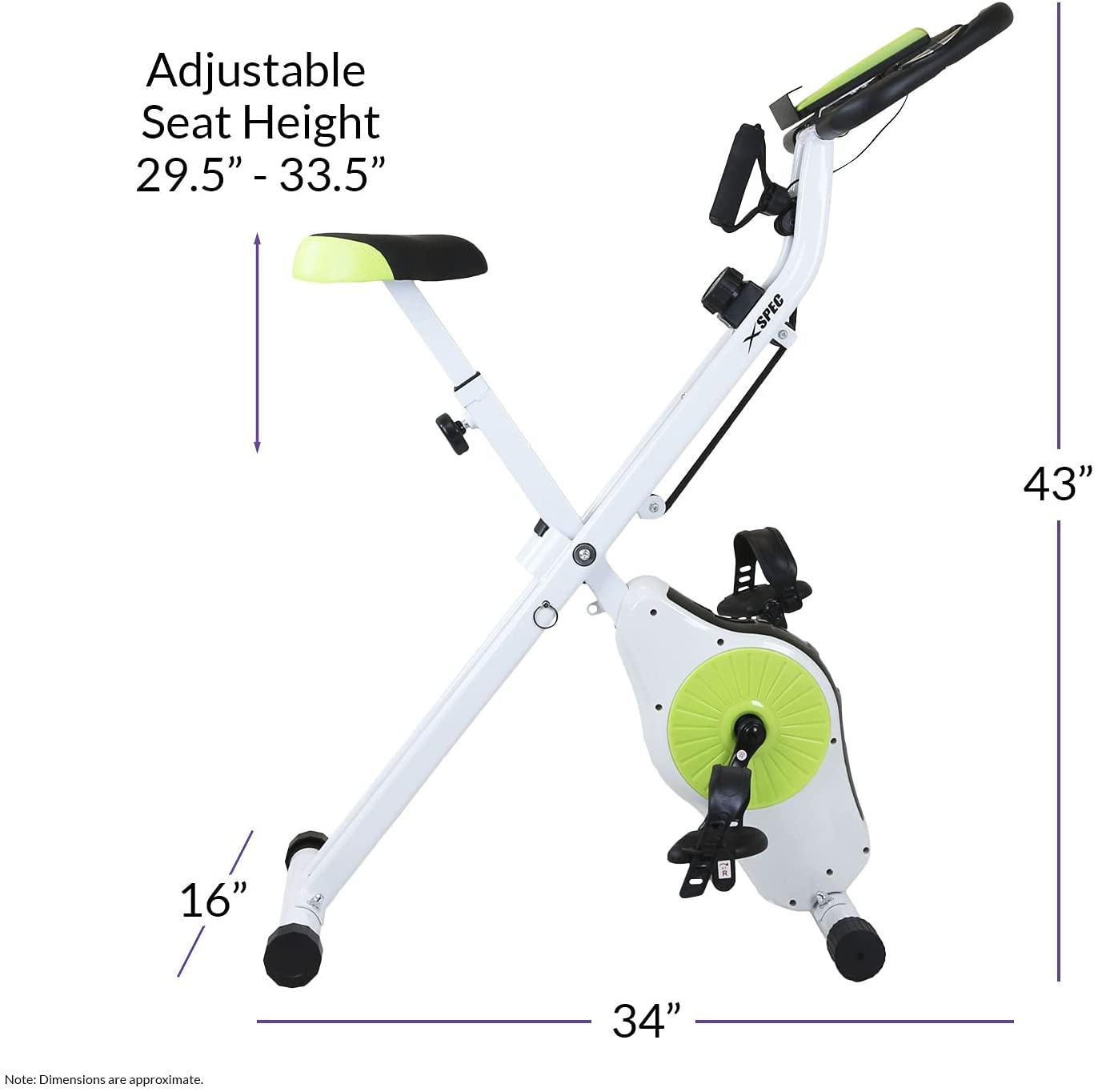Xspec Indoor Foldable Stationary Upright Exercise Cardio Workout Cycling Bike with 16-Level Resistance, Magenta/Lime - JOY2ESpree