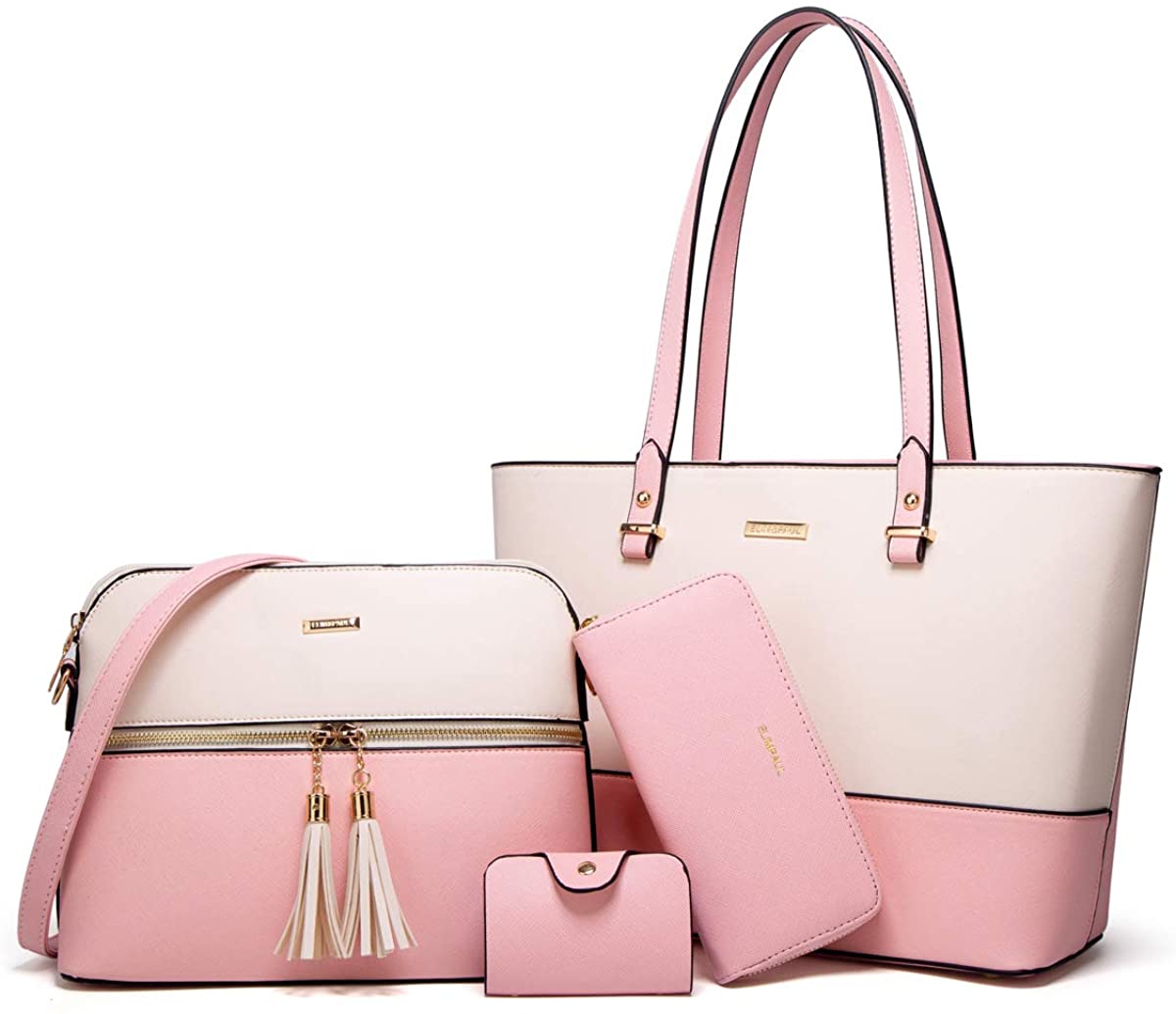 Women Fashion Handbags Wallet Tote Bag Shoulder Bag Top Handle Satchel Purse Set 4pcs
