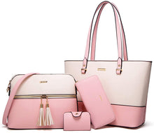 
                        
                          Load image into Gallery viewer, Women Fashion Handbags Wallet Tote Bag Shoulder Bag Top Handle Satchel Purse Set 4pcs
                        
                      