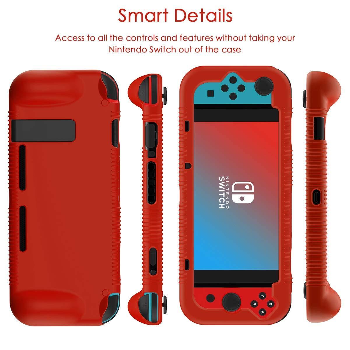Semeving for Nintendo Switch Case,Soft Protective Case with Ergonomic Grip Design,Shock-Absorption&Anti-Scratch (Red) - JOY2ESpree