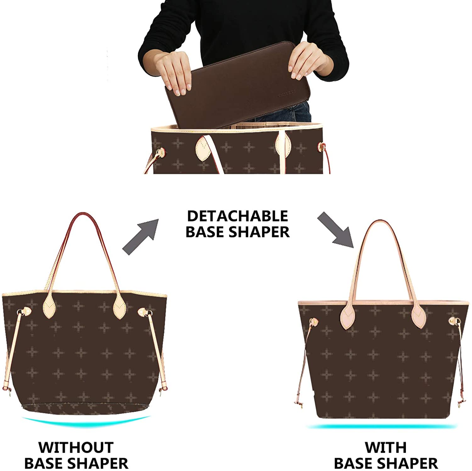 CHICECO Handbag Base Shaper for LV Neverfull MM Speedy 30, Vegan Leather and Felt