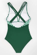 
                        
                          Load image into Gallery viewer, CUPSHE Women's One Piece Swimsuit V Neck Tummy Control Cross Back Vintage Swimwear Bathing Suits
                        
                      