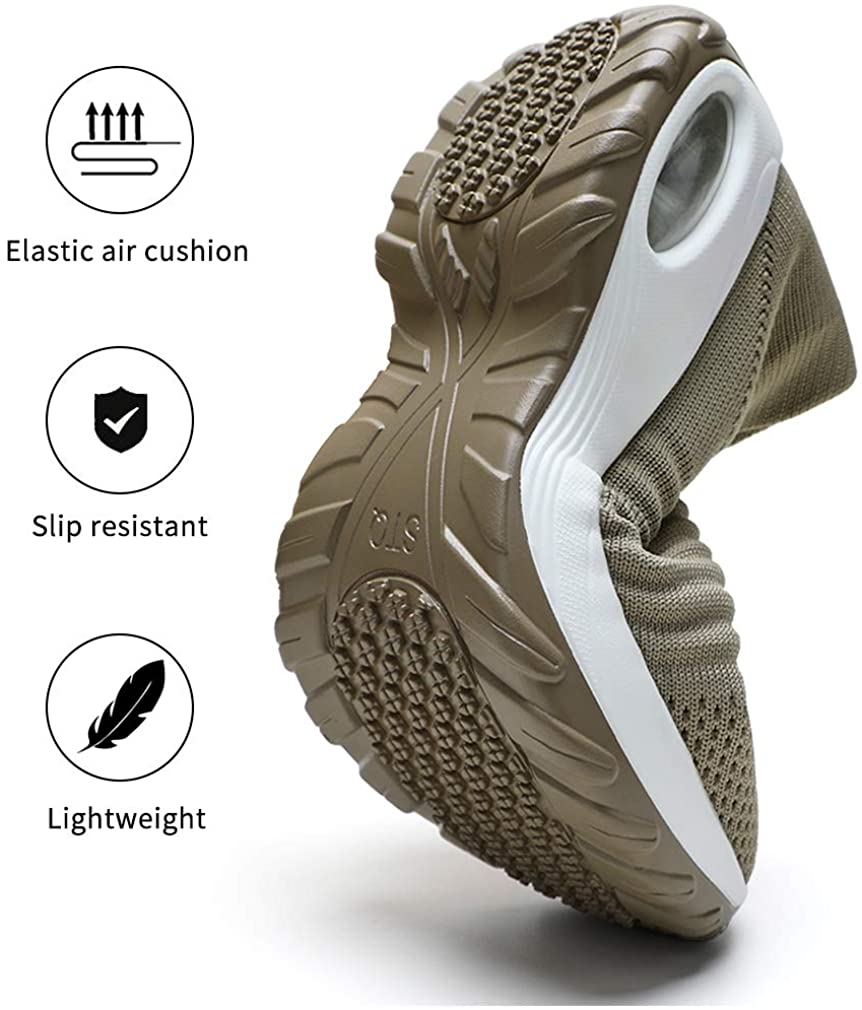 STQ Slip On Breathe Mesh Walking Shoes Women Fashion Sneakers Comfort Wedge Platform Loafers