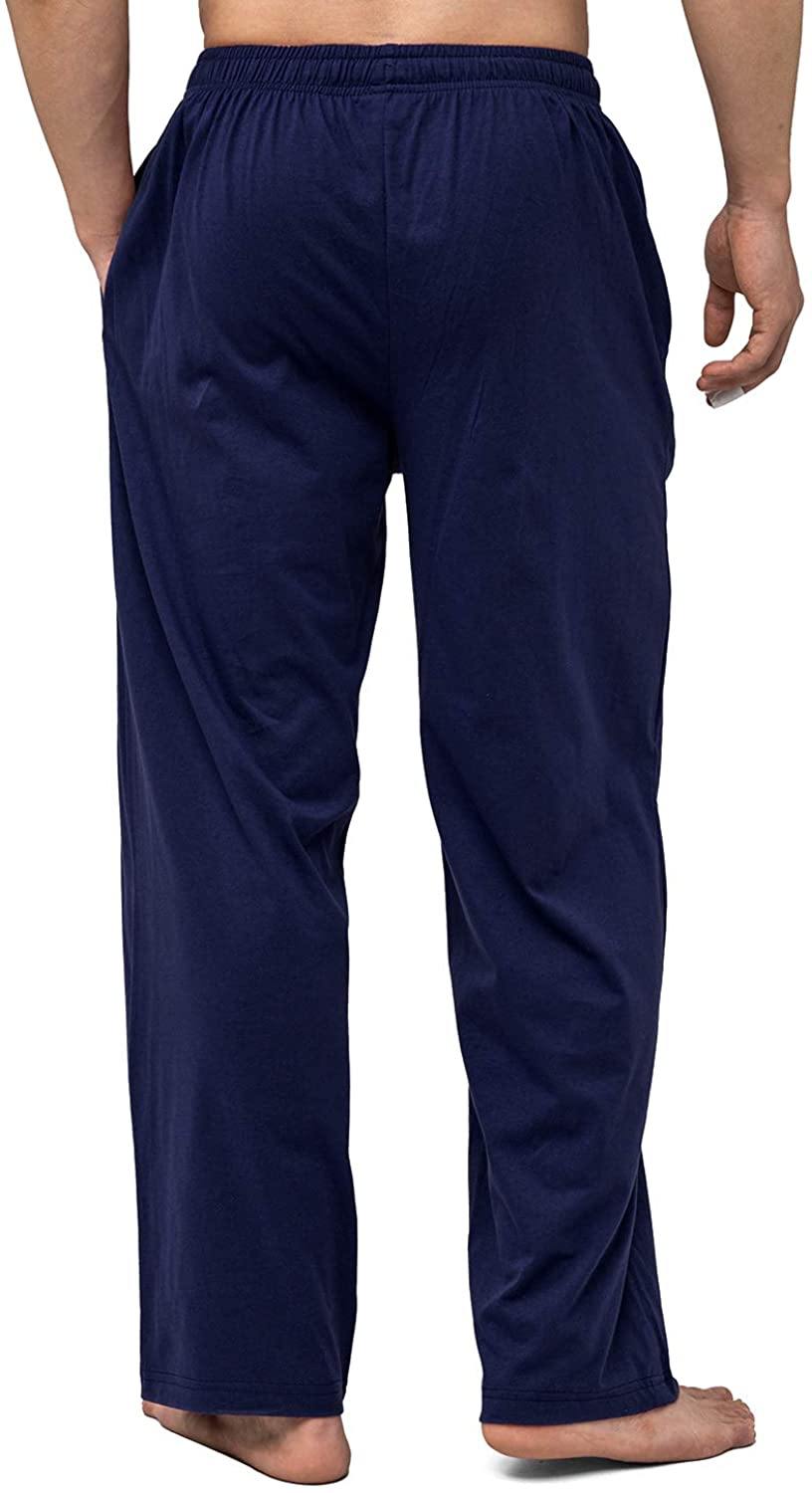 Bintangor Men's Sleep Pajama Pants 100% Cotton Knit Elastic Waistband Lounge Wear Long