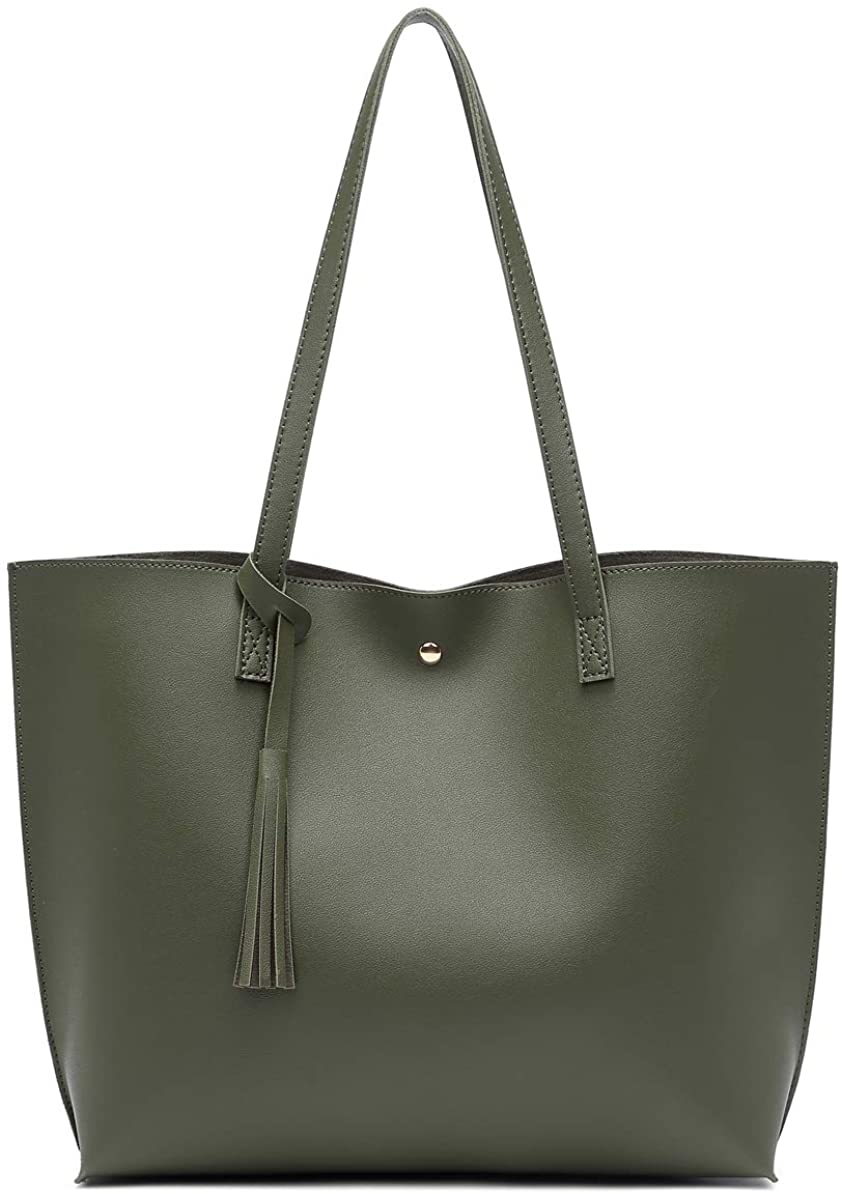 Women's Soft Faux Leather Tote Shoulder Bag from Dreubea, Big Capacity Tassel Handbag