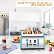 
                        
                          Cargar imagen en el visor de la galería, Toaster 4 Slice, CUSINAID 4 Wide Slots Stainless Steel Toasters with Reheat Defrost Cancel Function, 7-Shade Setting, Blue - JOY2ESpree
                        
                      