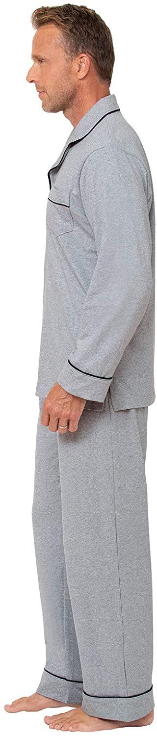 PajamaGram Classic Mens Pajamas Cotton - Men Pajamas Set