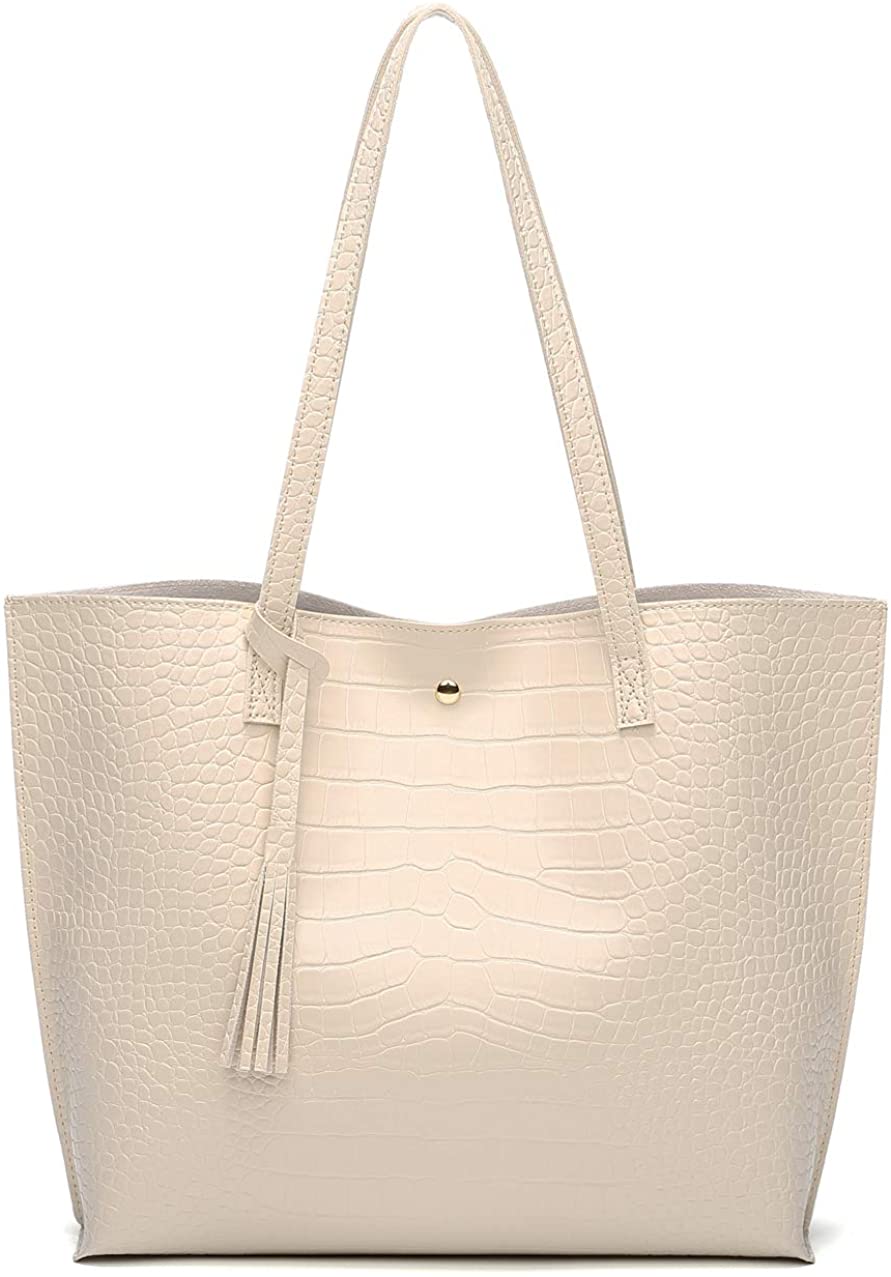 Women's Soft Faux Leather Tote Shoulder Bag from Dreubea, Big Capacity Tassel Handbag