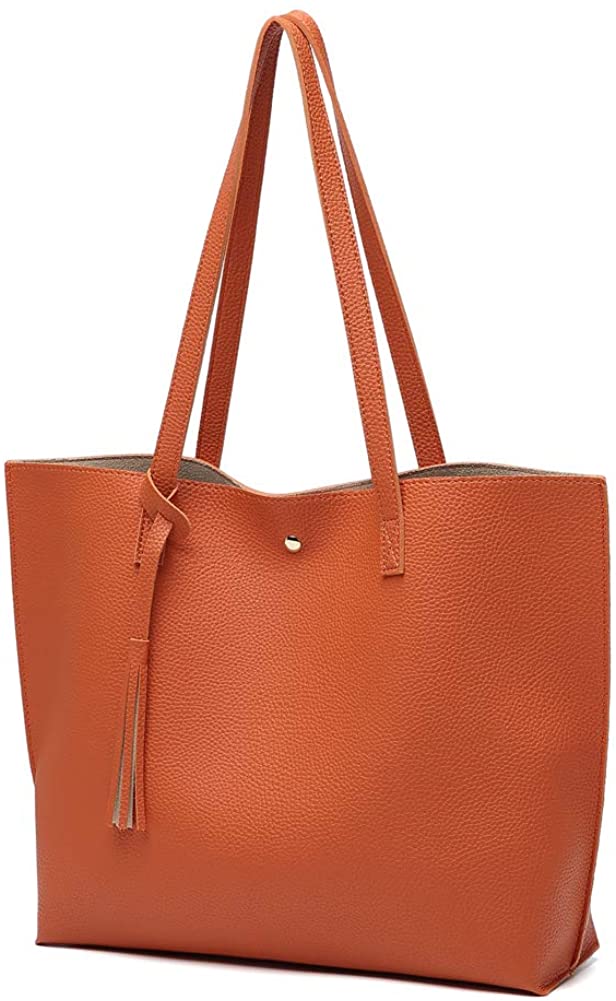 Women's Soft Faux Leather Tote Shoulder Bag from Dreubea, Big Capacity Tassel Handbag