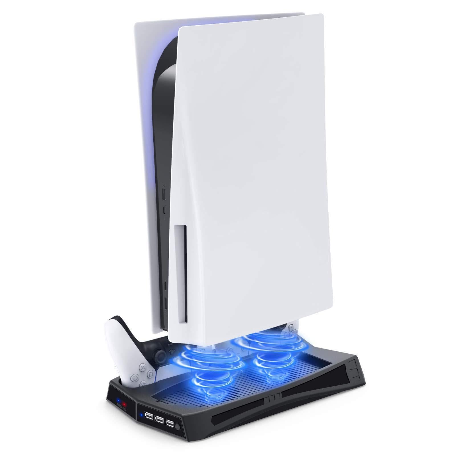 Vertical Stand for PlayStation 5 with Cooling Fan Charging Station Cooler - JOY2ESpree