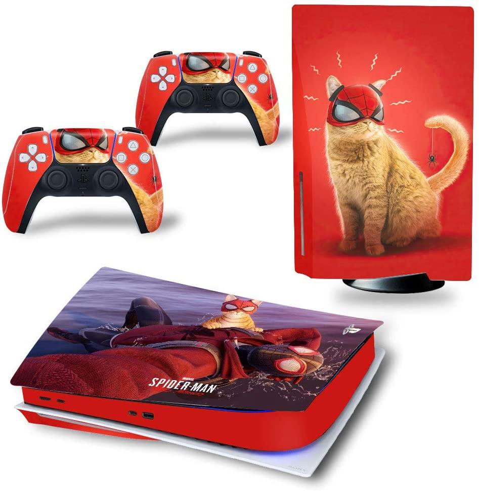Mmoptop PS5 Skin for Playstation 5 Disc Version Console and Controller Vinyl Cover Skins Wrap - Black Pan-Ther - JOY2ESpree