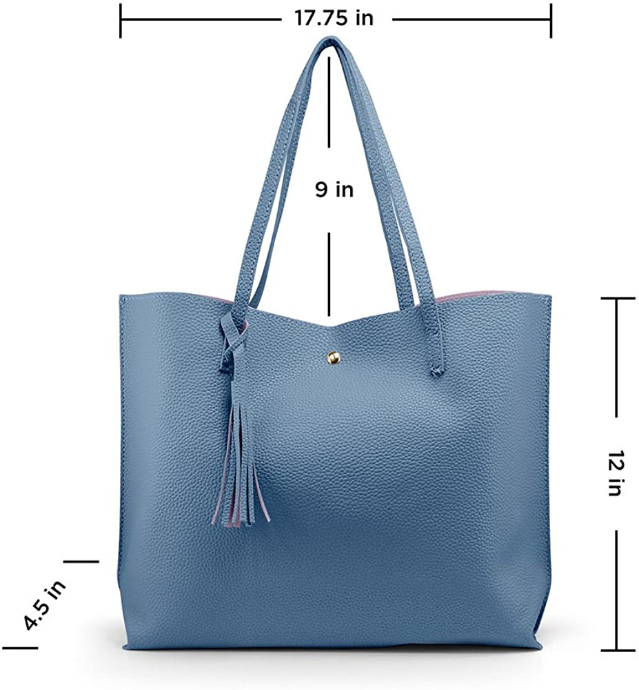 Oct17 Women Large Tote Bag - Tassels Faux Leather Shoulder Handbags, Fashion Ladies Purses Satchel Messenger Bags