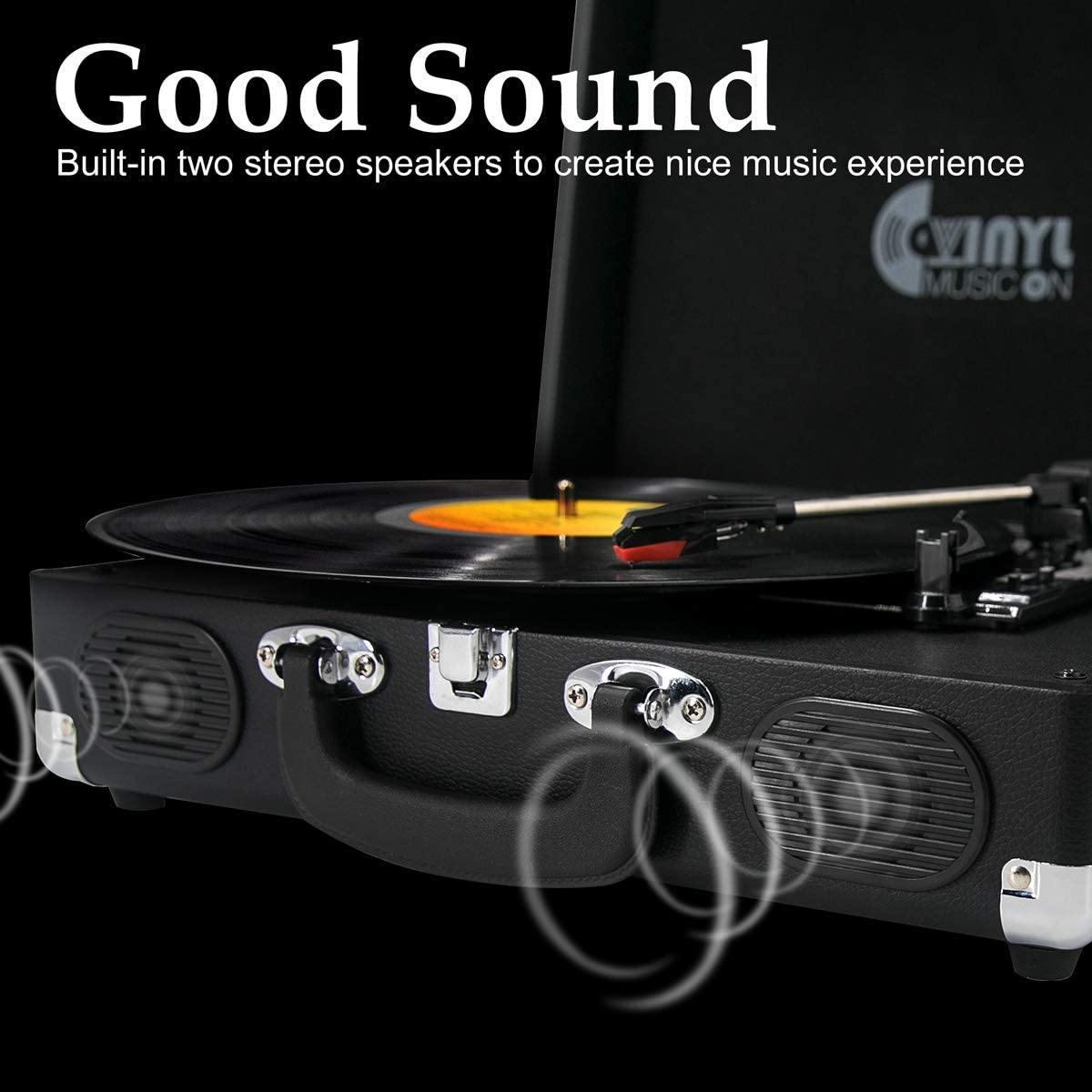 Retro Record Player for 33/45/78 RPM Vinyl Records,Bluetooth Belt-Drive Turntable - JOY2ESpree