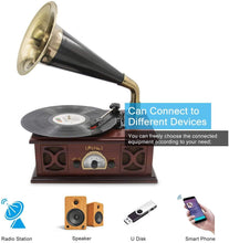 
                        
                          गैलरी व्यूवर में इमेज लोड करें, LP&amp;NO.1 Record Player, Classic Bluetooth Turntable with USB Recording - JOY2ESpree
                        
                      