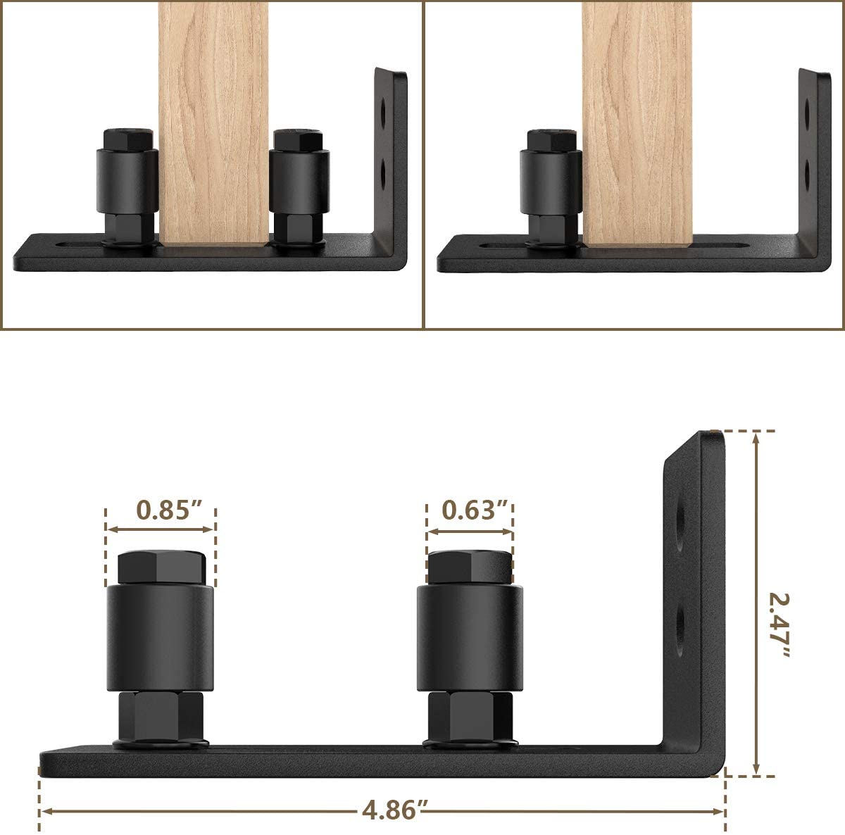 Homlux Heavy Duty Sliding Barn Door Floor Guide,Adjustable Roller,Wall Mount System,Flush Bottom Design,Floor and Door Panel Non-Damage(Floor Guide-3)