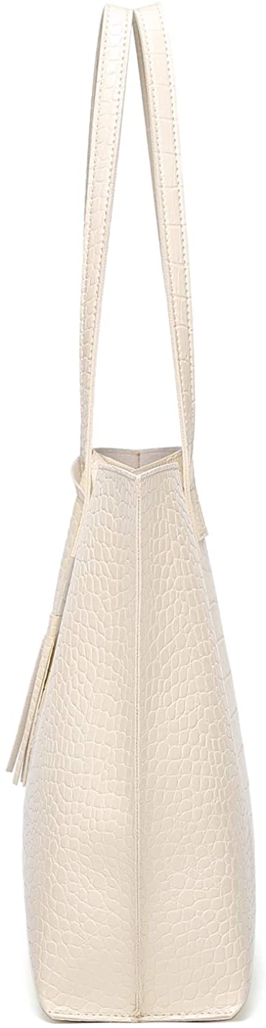 Women's Soft Faux Leather Tote Shoulder Bag from Dreubea, Big Capacity Tassel Handbag