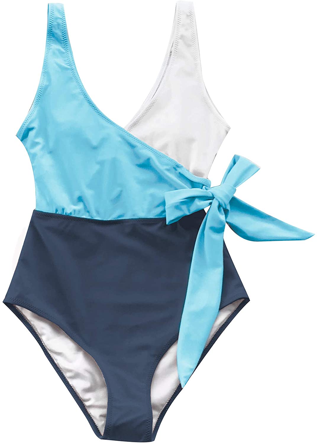 CUPSHE Women's One Piece Swimsuit Knotted Color Block Bathing Suit